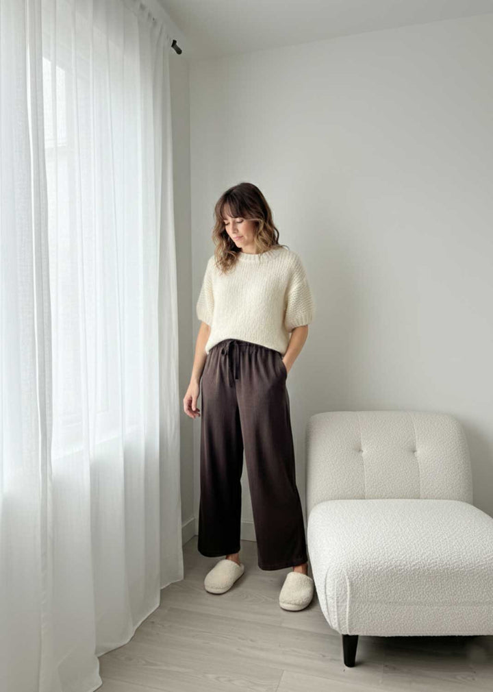 Misty Babycord Wide Pants Mocha