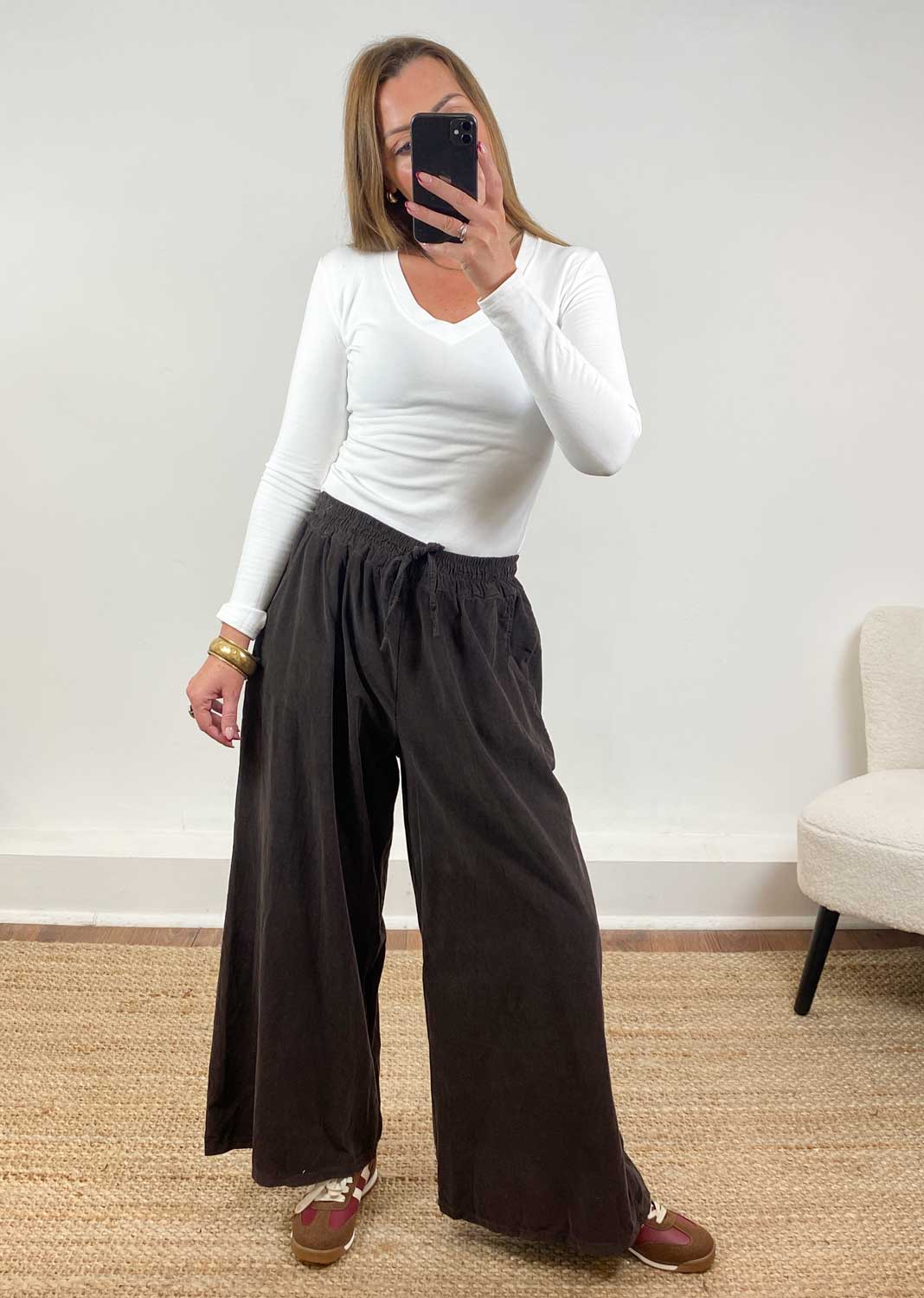 Misty Cord Wide Pants Brown