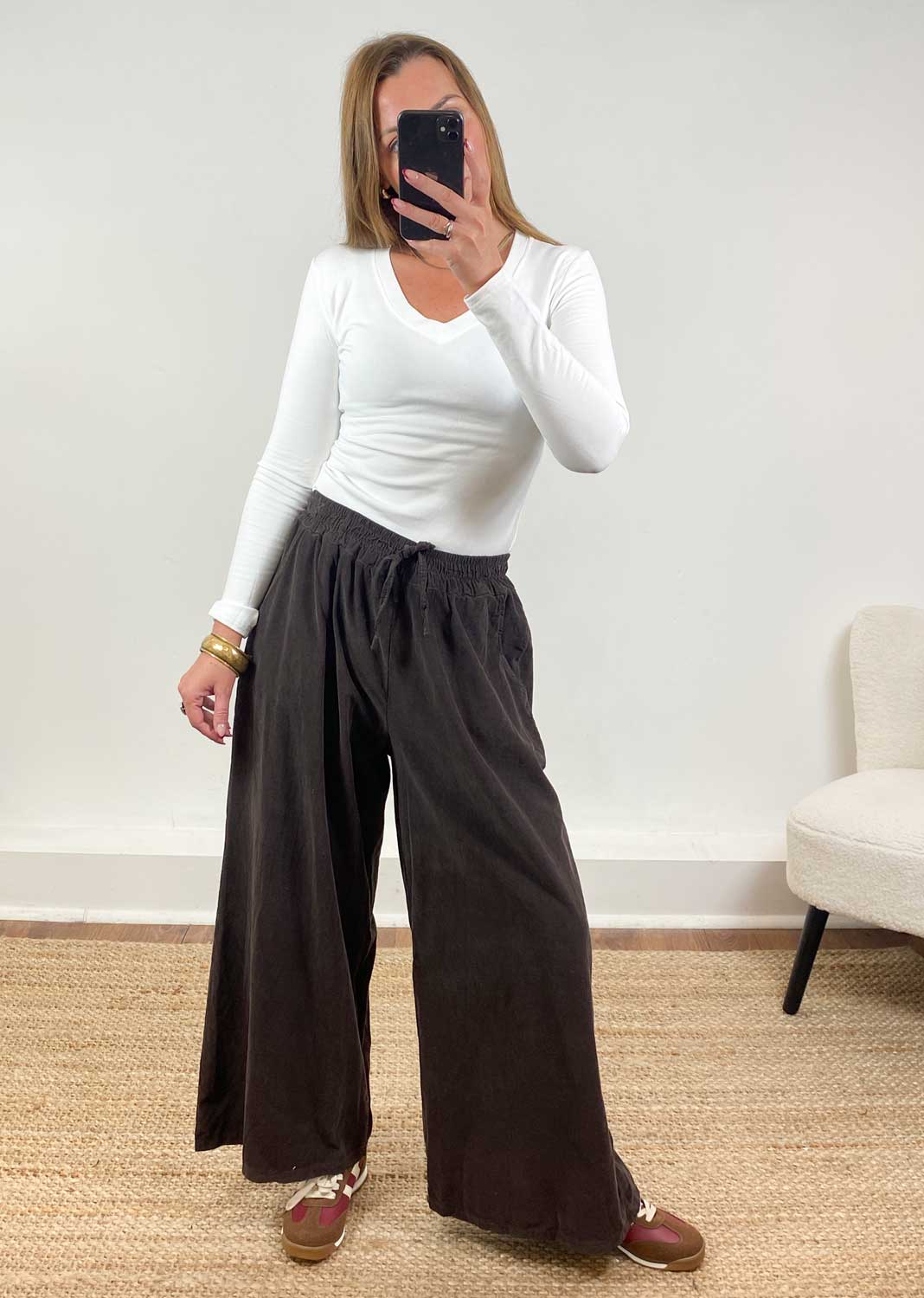Misty Cord Wide Pants Brown