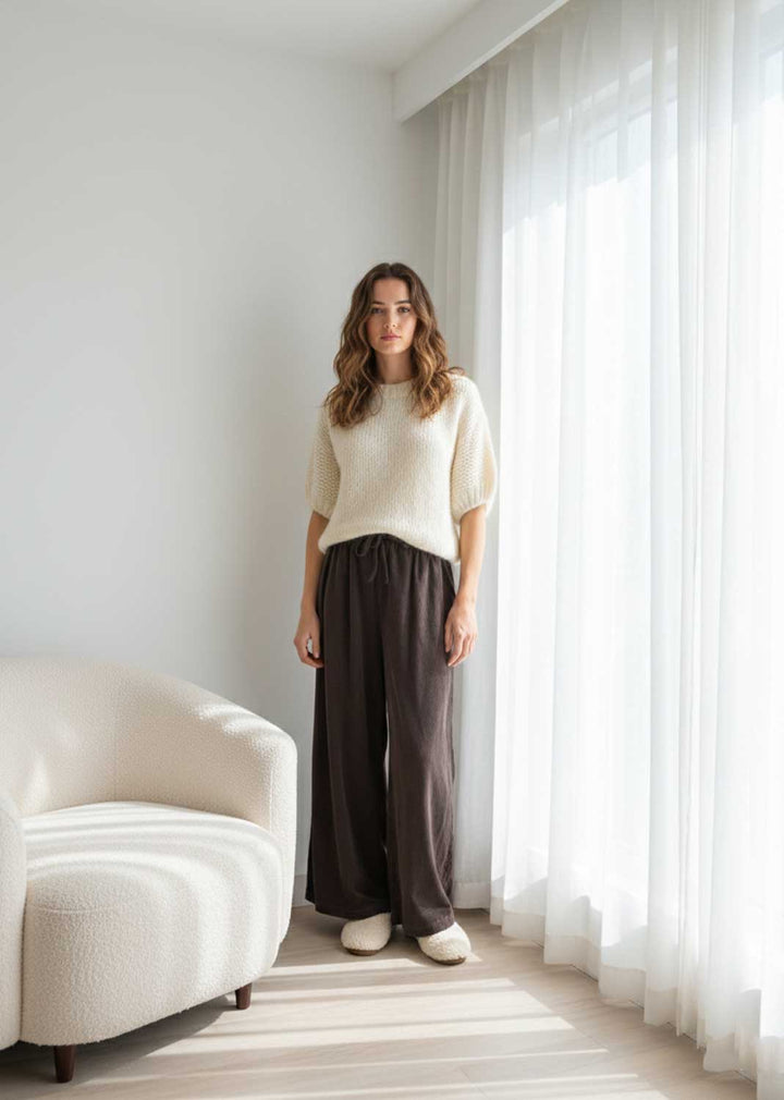 babycord palazzo pants brown