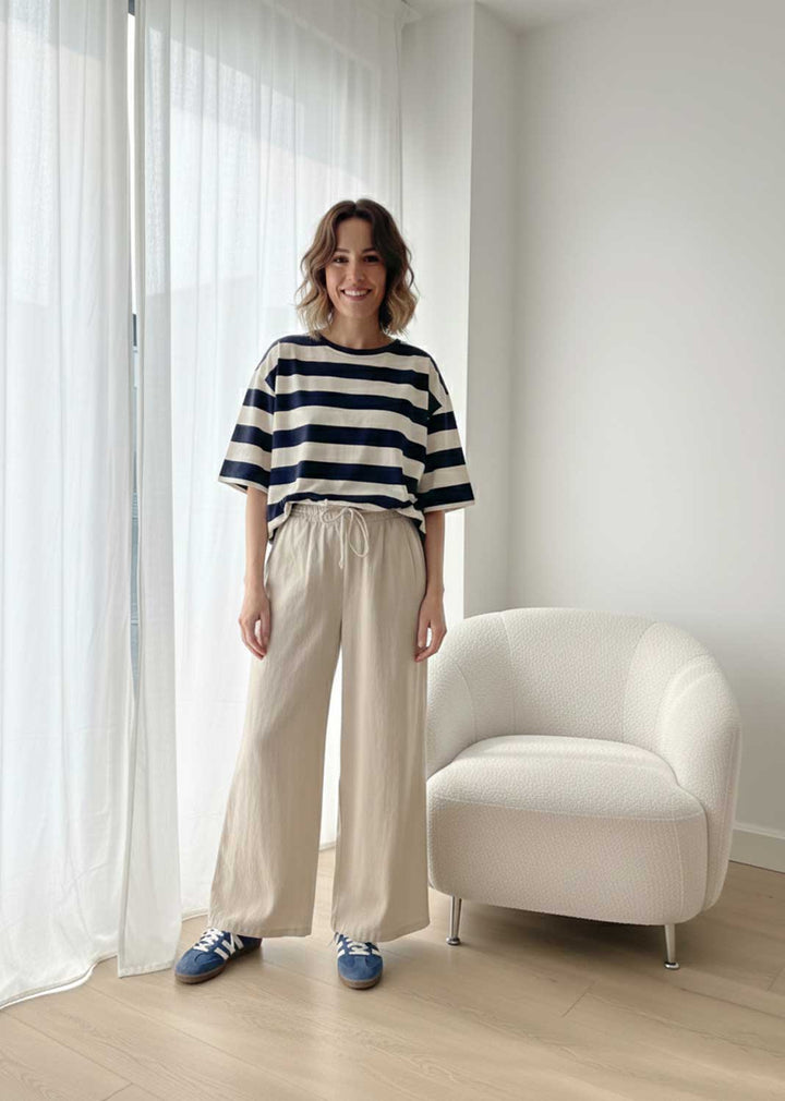 Misty Babycord Wide Pants Cream