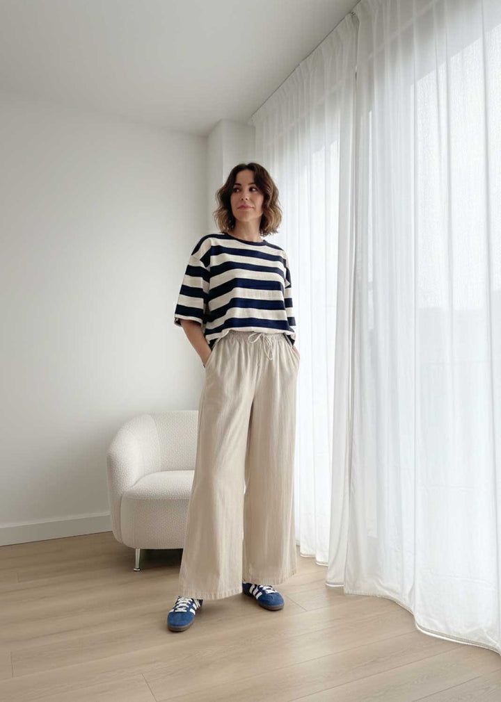 Misty Babycord Wide Pants Cream