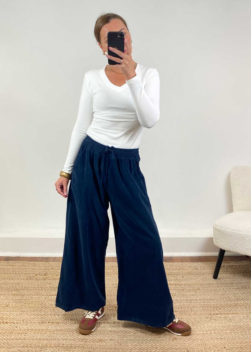 Misty Cord Wide Pants Navy