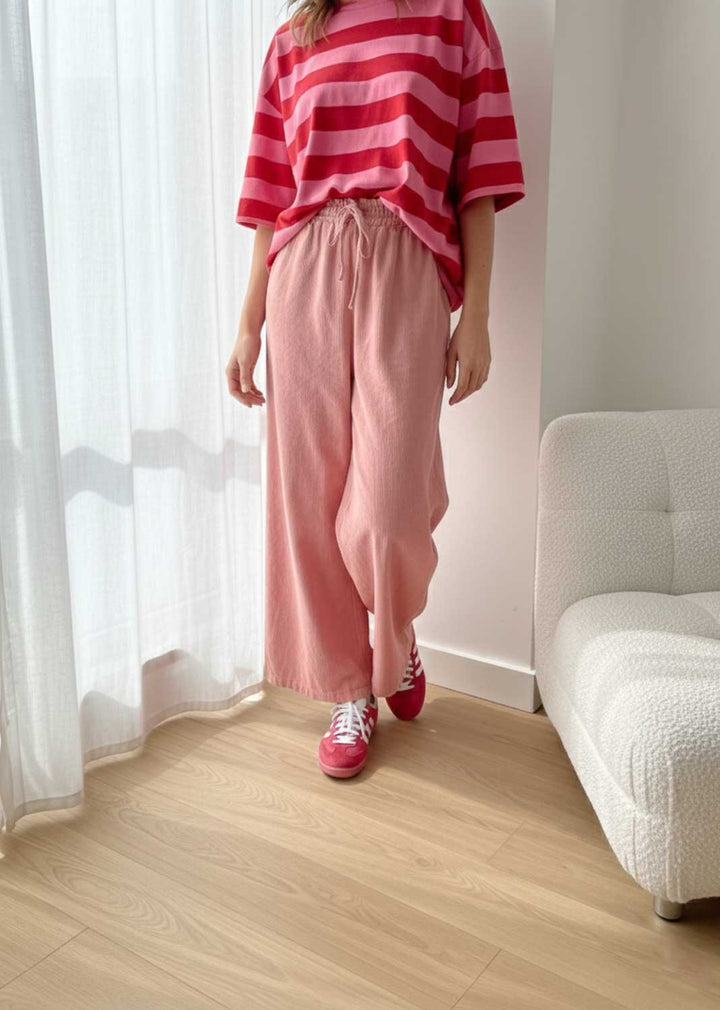 Misty Babycord Wide Pants Pink