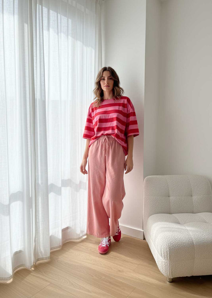 Misty Babycord Wide Pants Pink