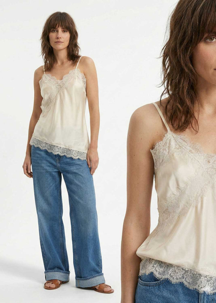 Mollie Silky Lace Cami Top Cream
