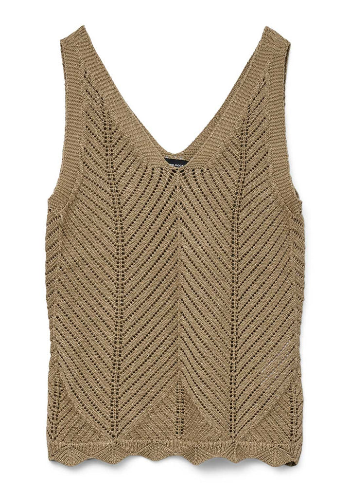 Nada Metallic Knit Vest Taupe