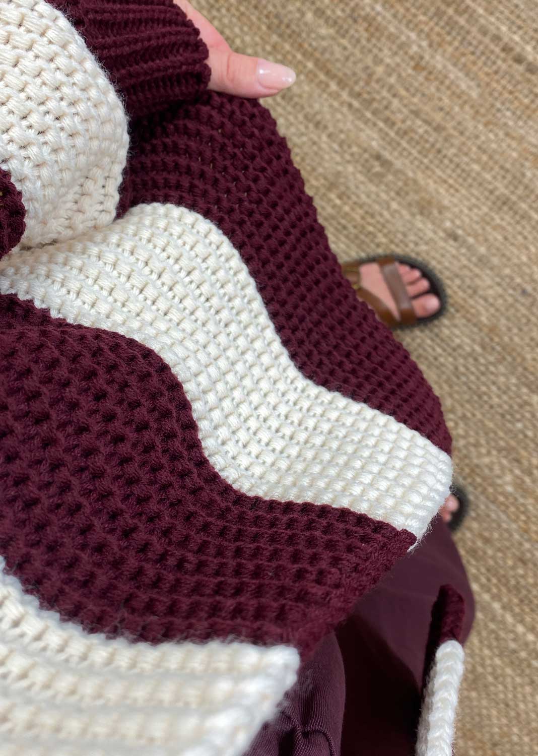Odette Stripe Cardigan  Burgundy
