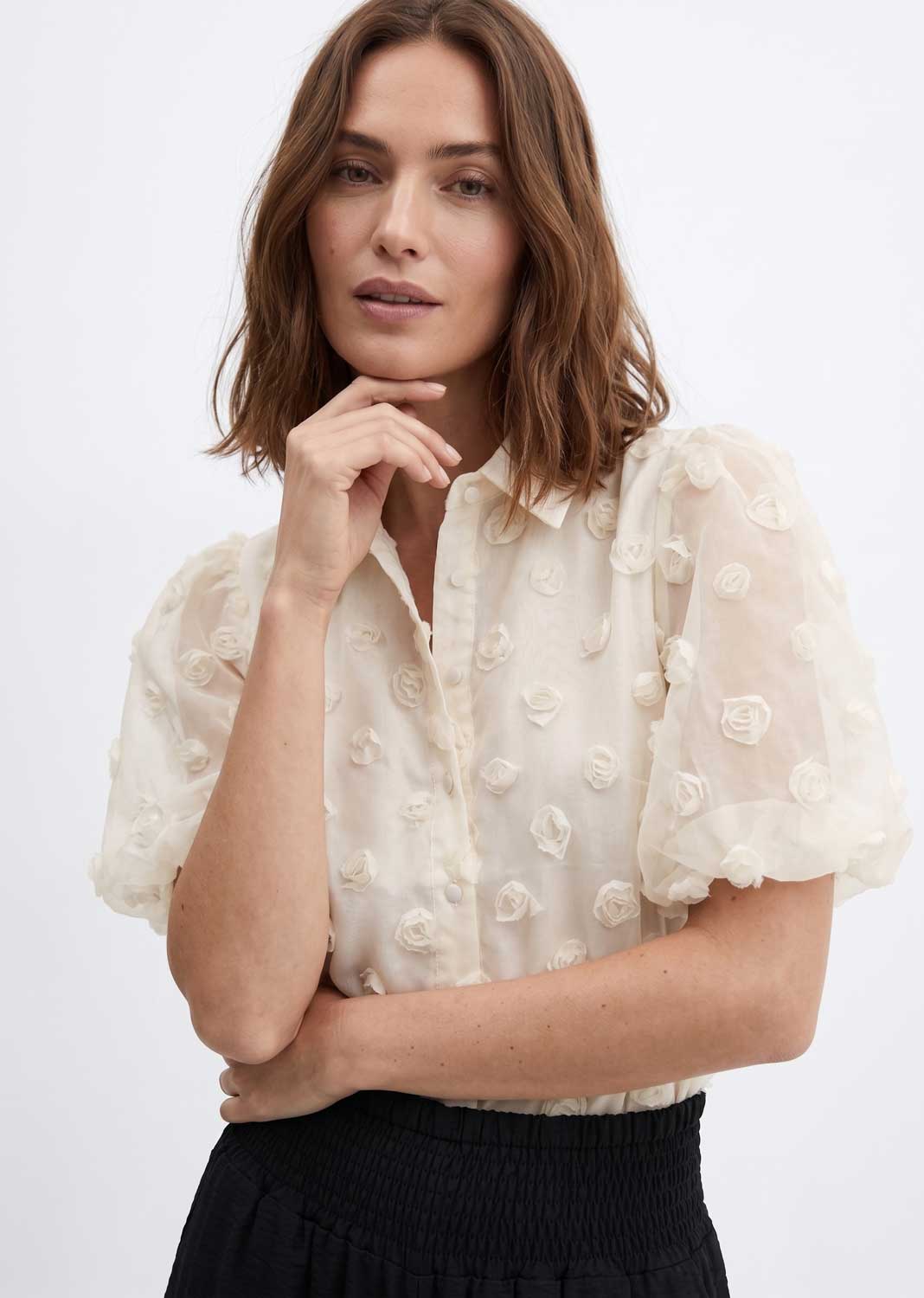 cream puff ball organza blouse