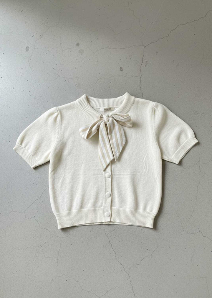 Ottilie Tie Neck Cardigan Cream