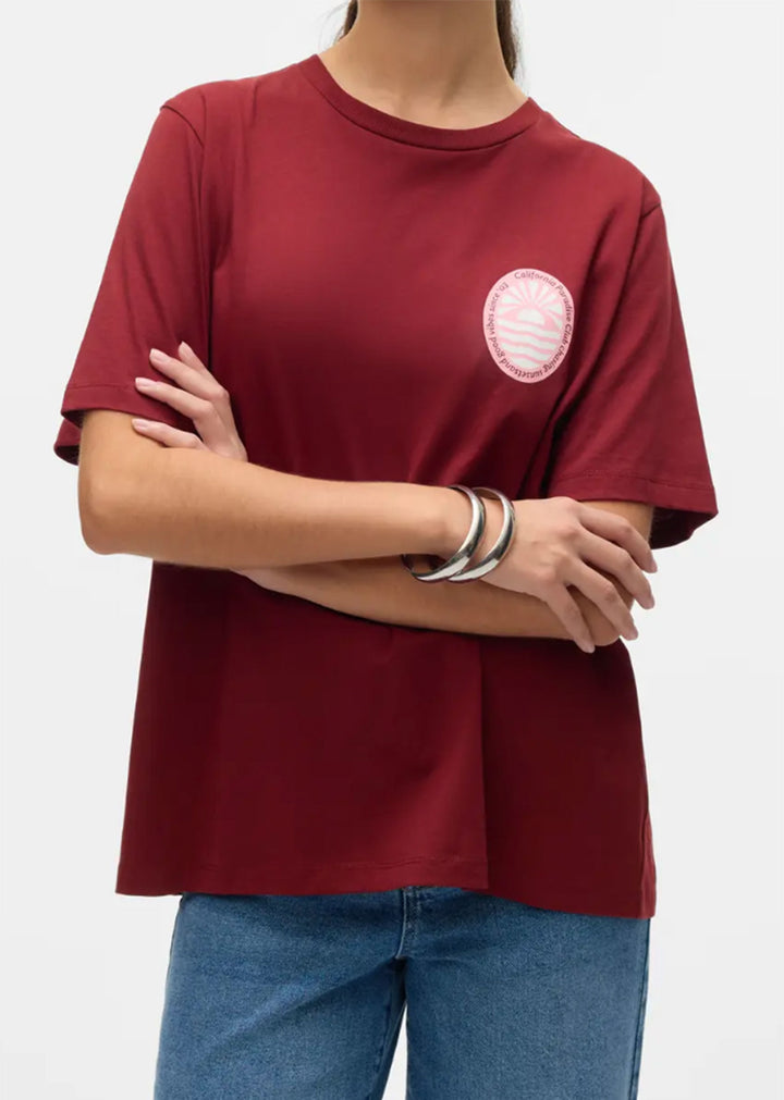 Caty Burgundy Paradise Slogan T-Shirt
