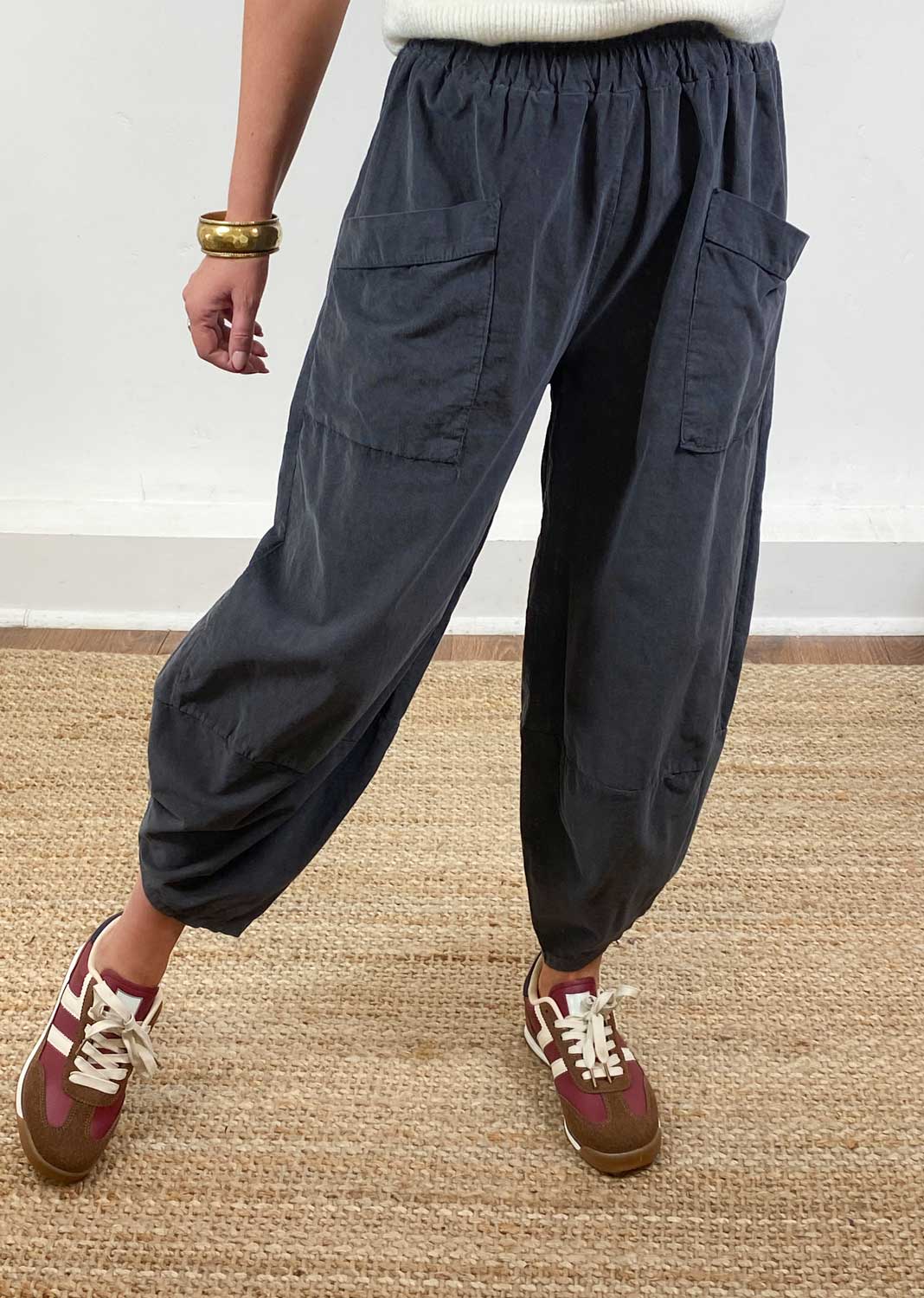 Cord Barrel Pants Slate Grey