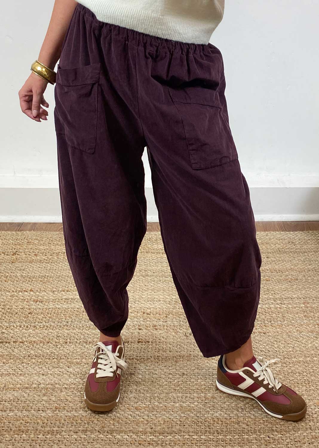 Cord Barrel Pants Plum