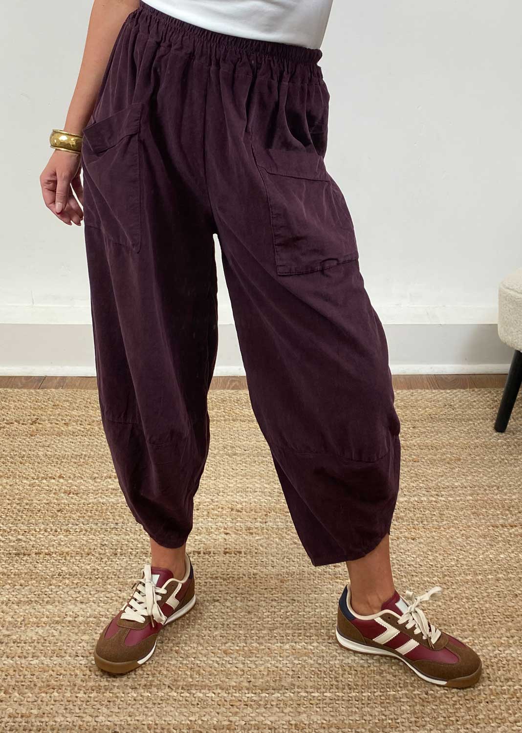 Remy Cord Barrel Pants Plum
