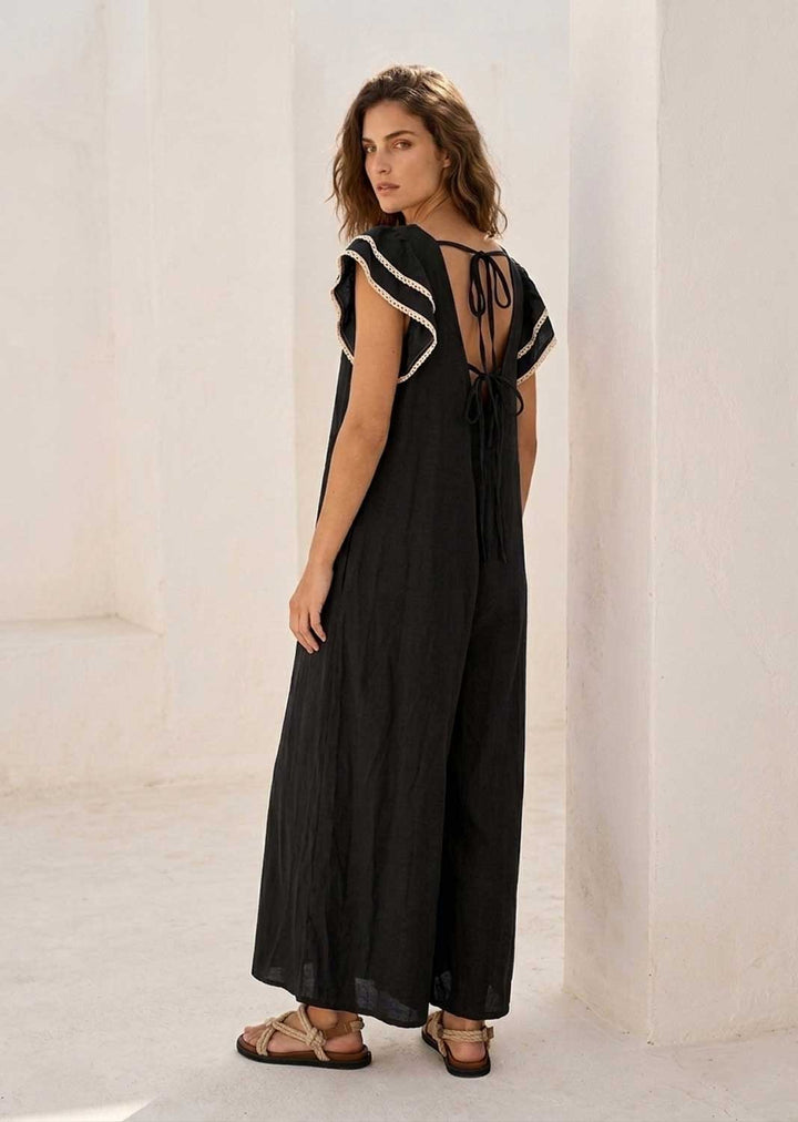 black embroidered jumpsuit 