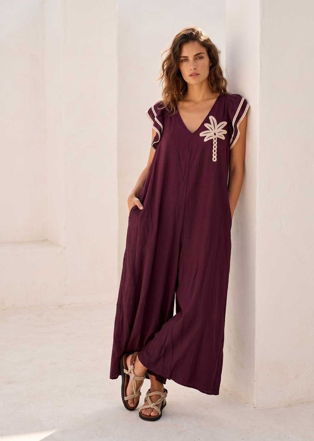burgundy jumpsuit