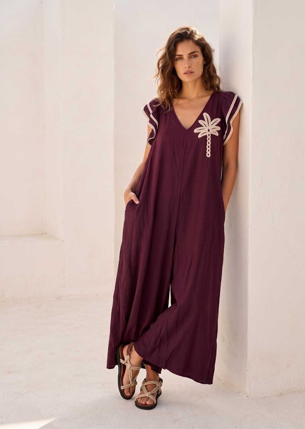 burgundy jumpsuit