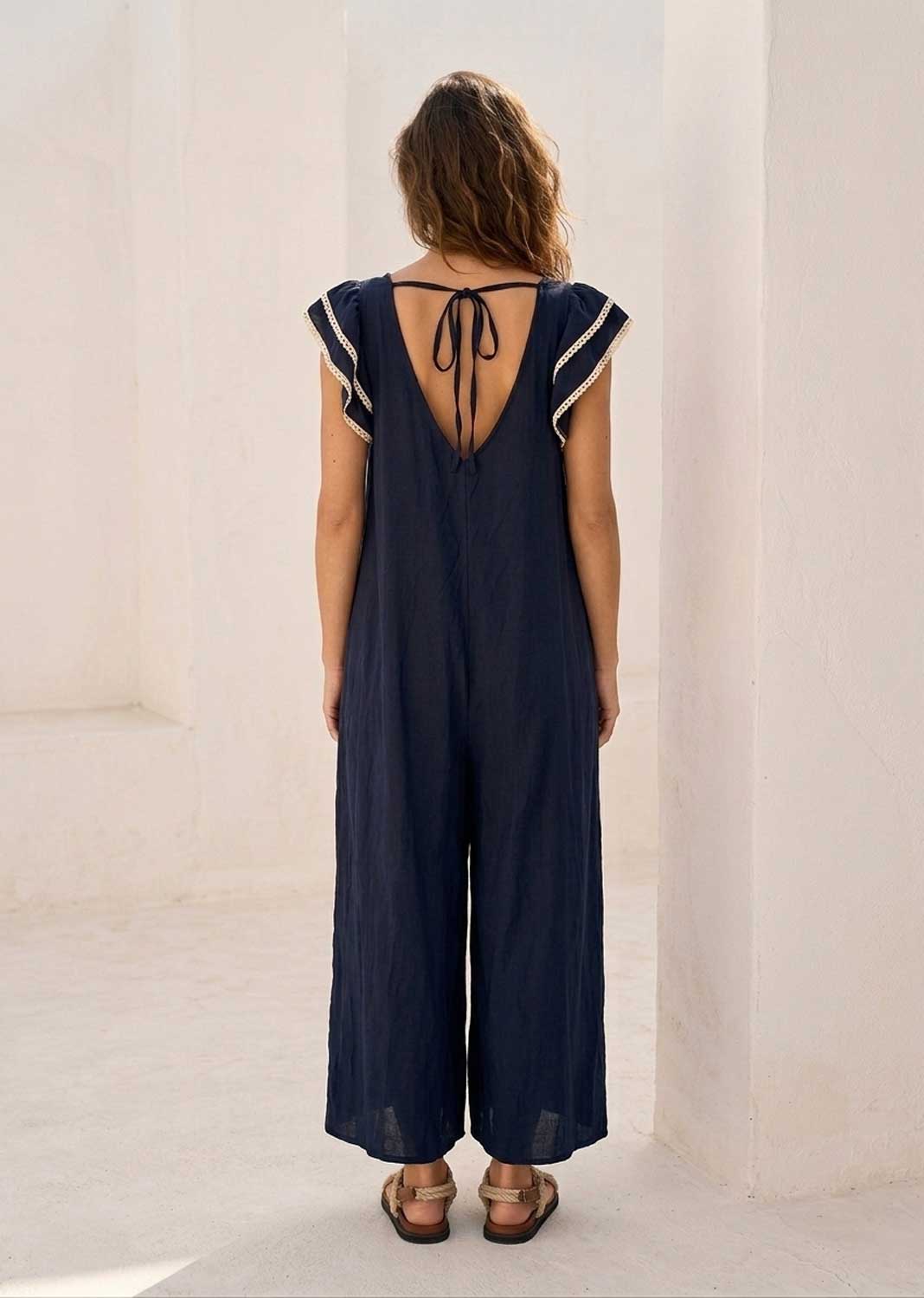 Paloma Navy Embroidered Jumpsuit