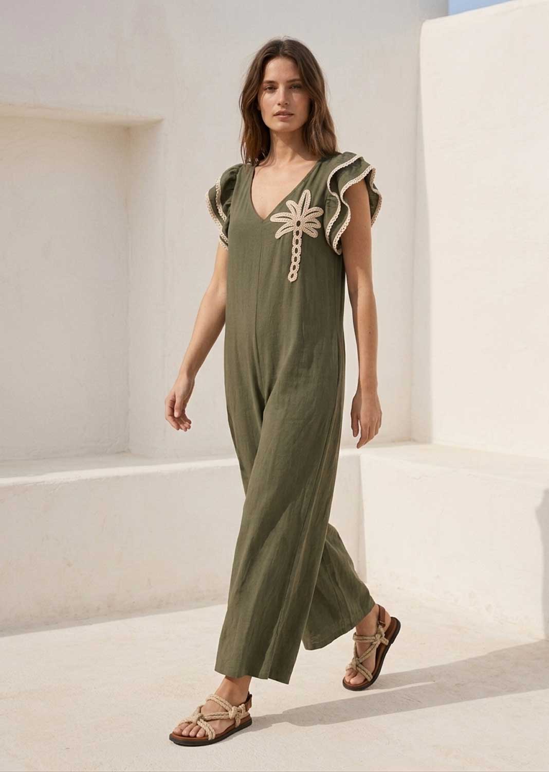 Paloma Sage Green Embroidered Jumpsuit