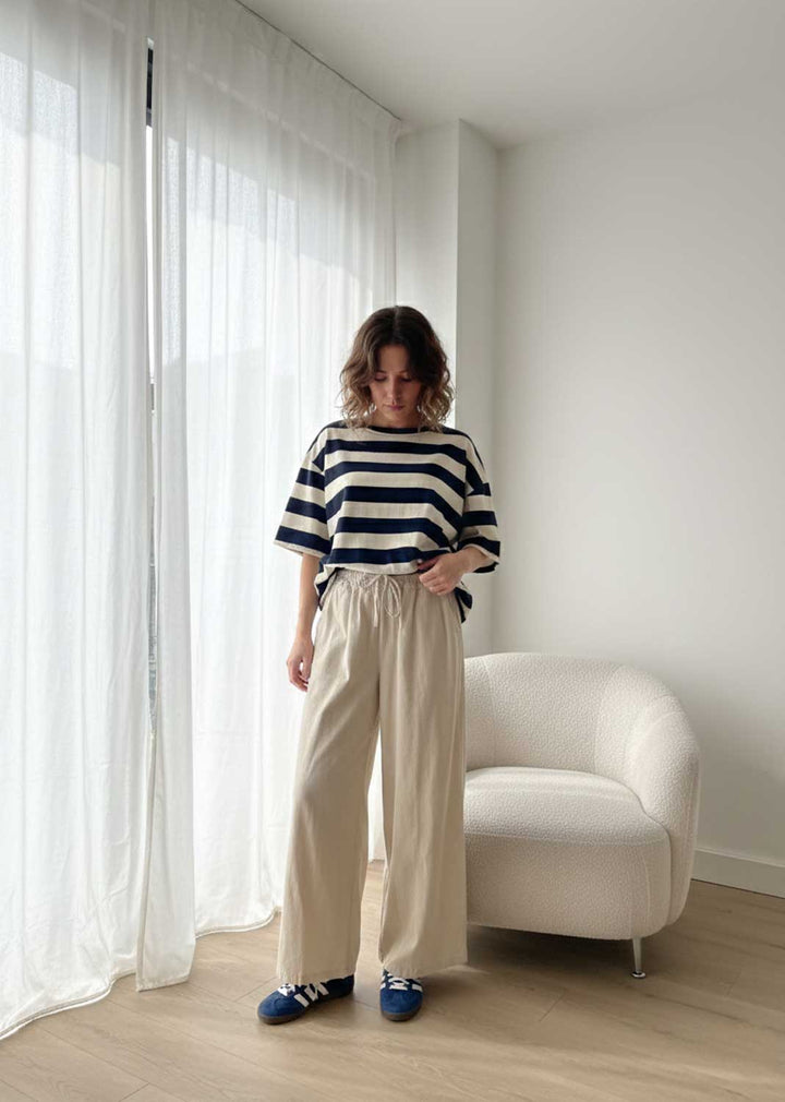 Sally Stripe Tshirt Navy Ivory
