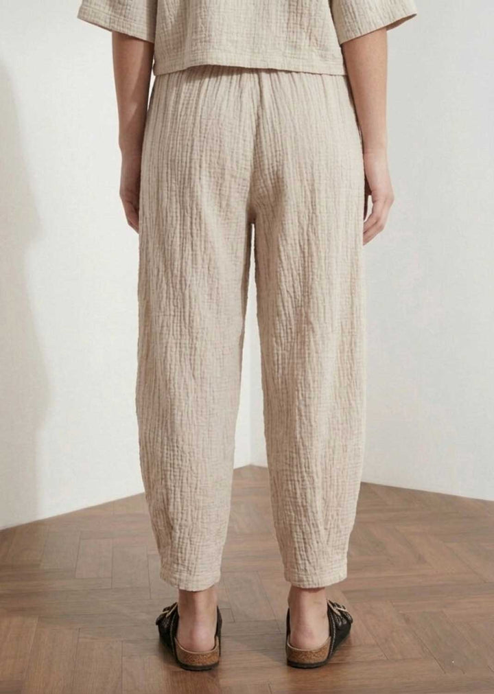 Sandy Cream Cheesecloth Barrel Pants