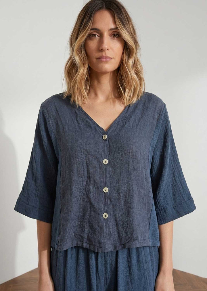 Sandy Navy Cheesecloth Jacket