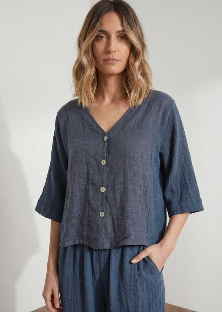 Sandy Navy Cheesecloth Jacket
