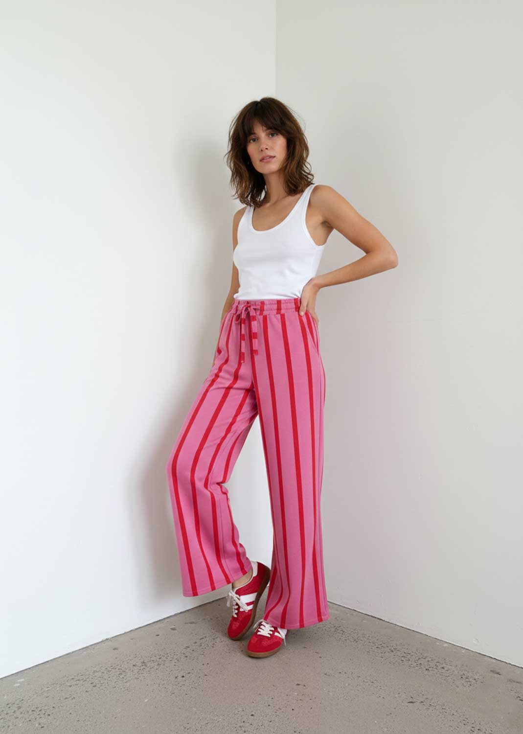 Saskia Pink and Red Stripe Jogger Pants
