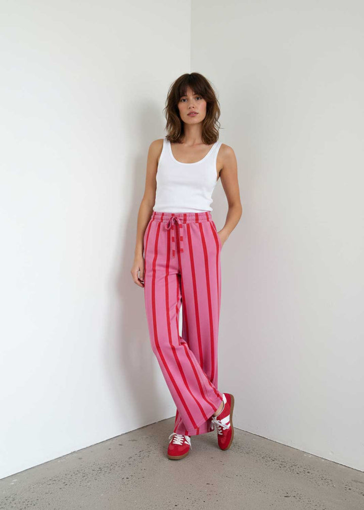 jersey red pink stripe jogger pants
