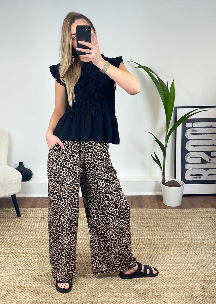 Black Shirred Top