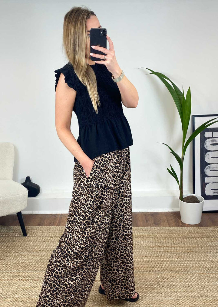 Black Shirred Top
