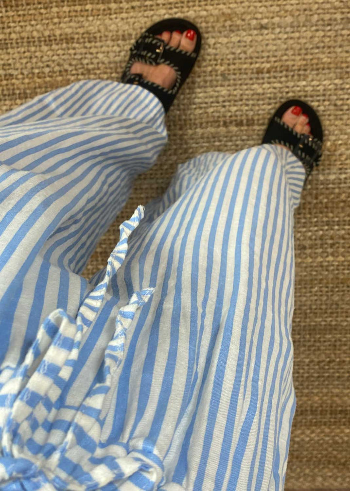 Siena Stripe Linen Pants in Blue