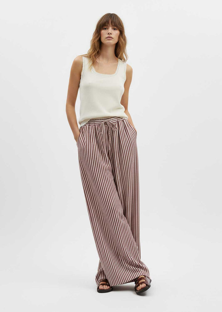 striped palazzo pants burgundy 
