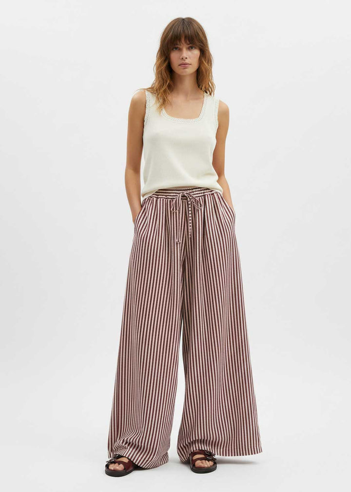 Siena Stripe Linen Pants Burgundy
