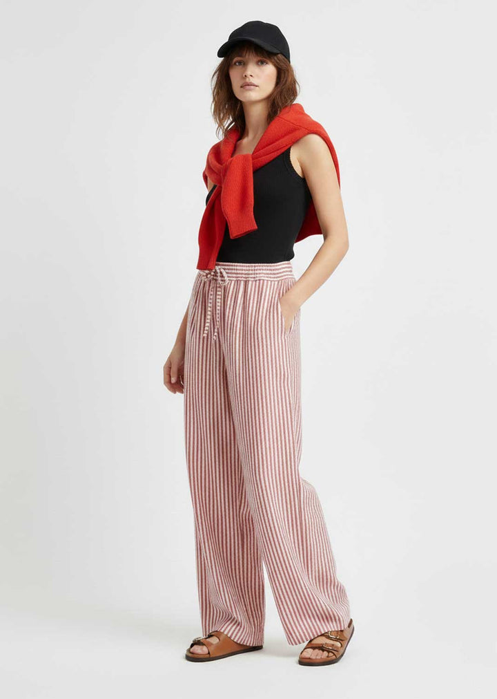 Siena Stripe Linen Pants Berry
