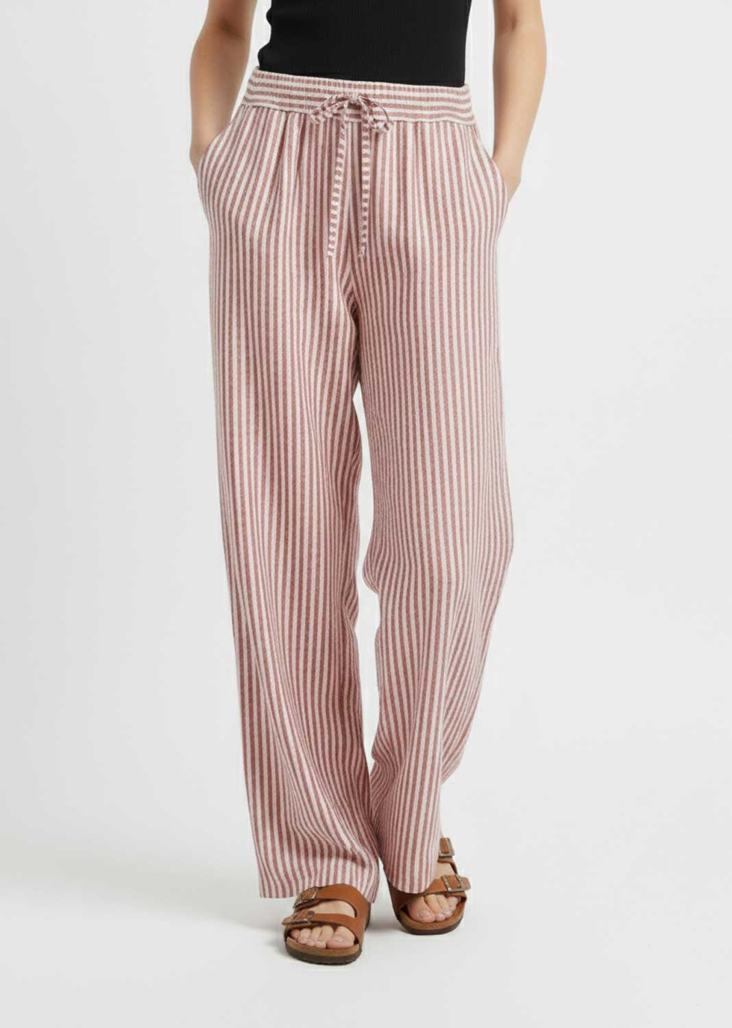 Siena Stripe Linen Pants Berry