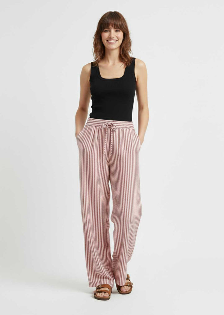 Siena Stripe Linen Pants Berry