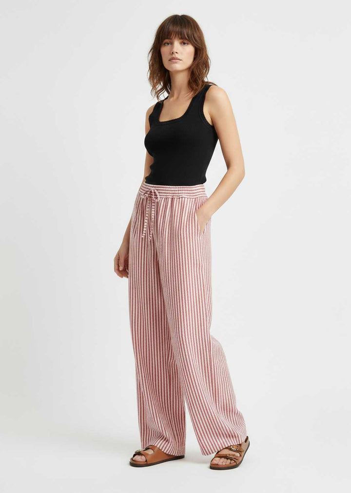 Siena Stripe Linen Pants Berry