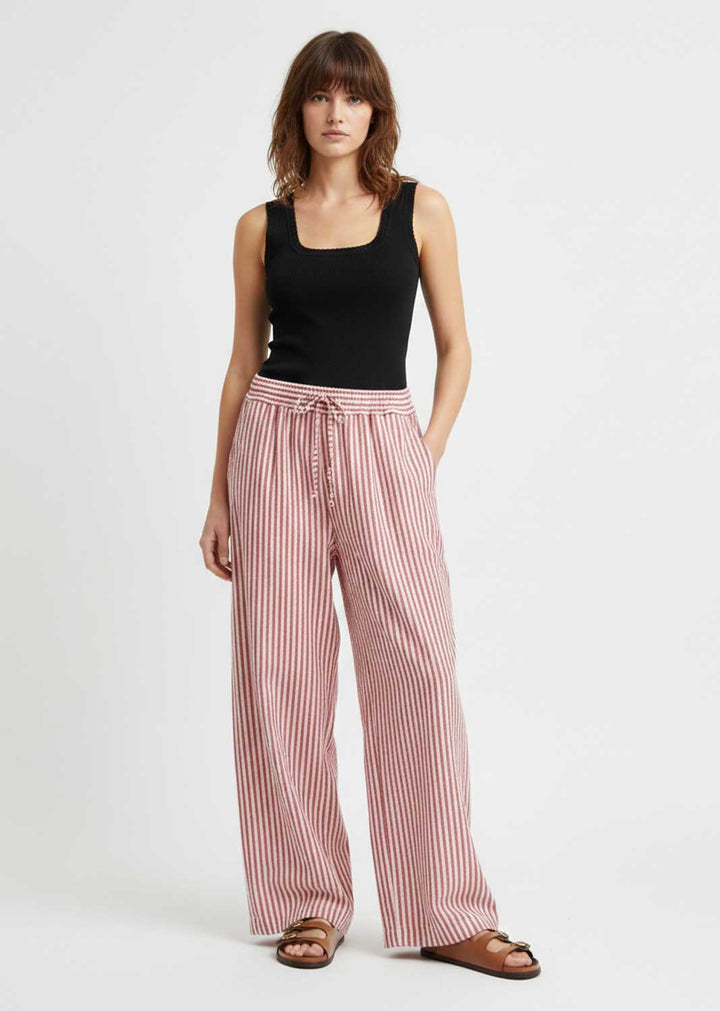 Siena Stripe Linen Pants Berry