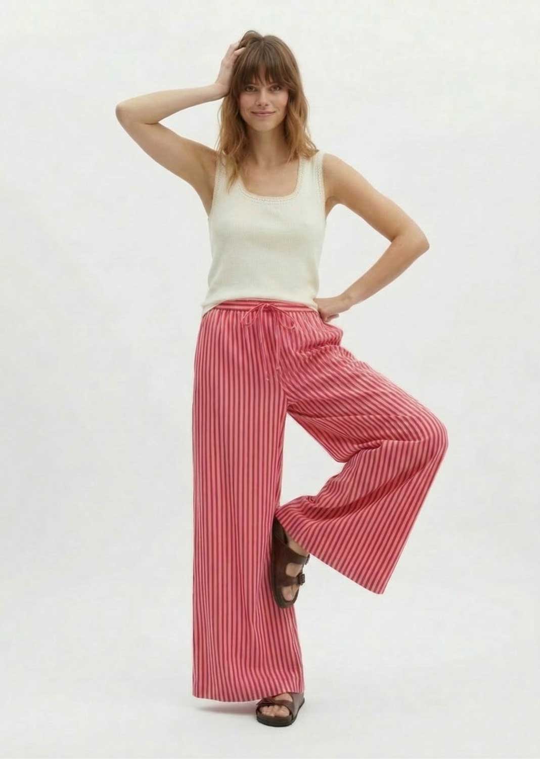 Siena Pink and Red Stripe Linen Pants