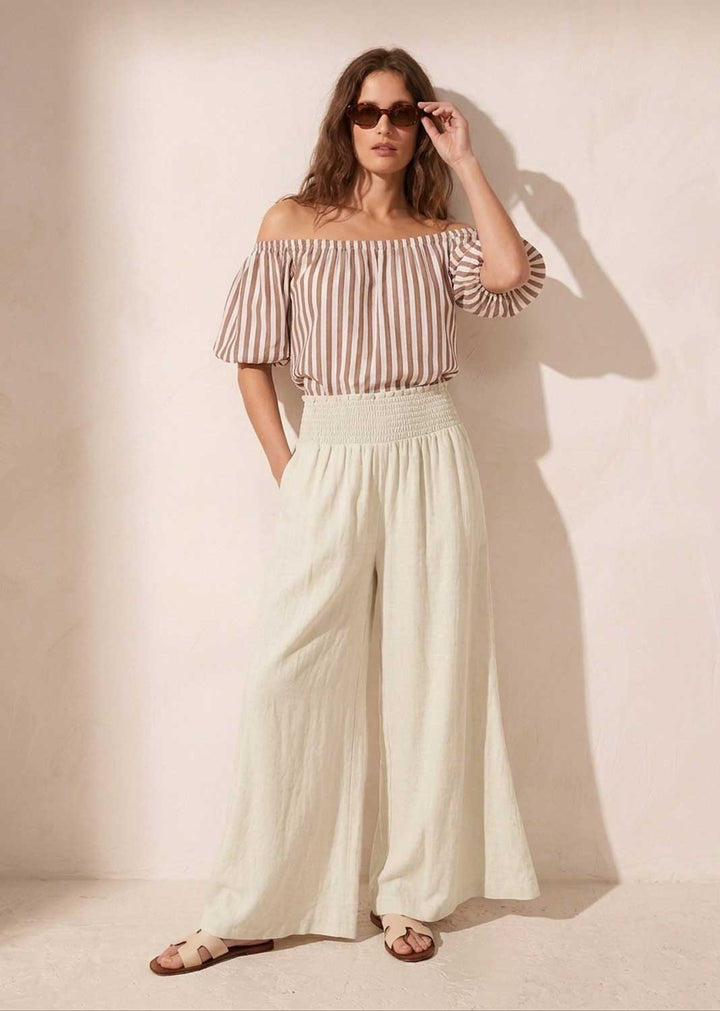 Brown Stripe Bardot Top