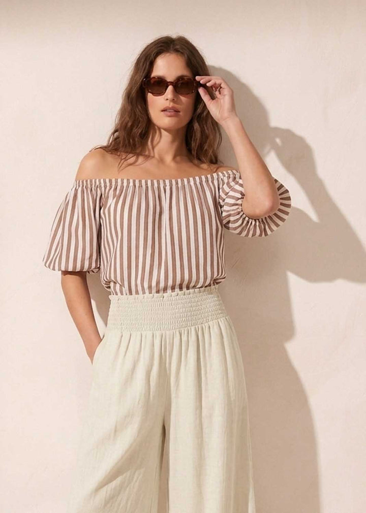 Holland Brown Stripe Bardot Top