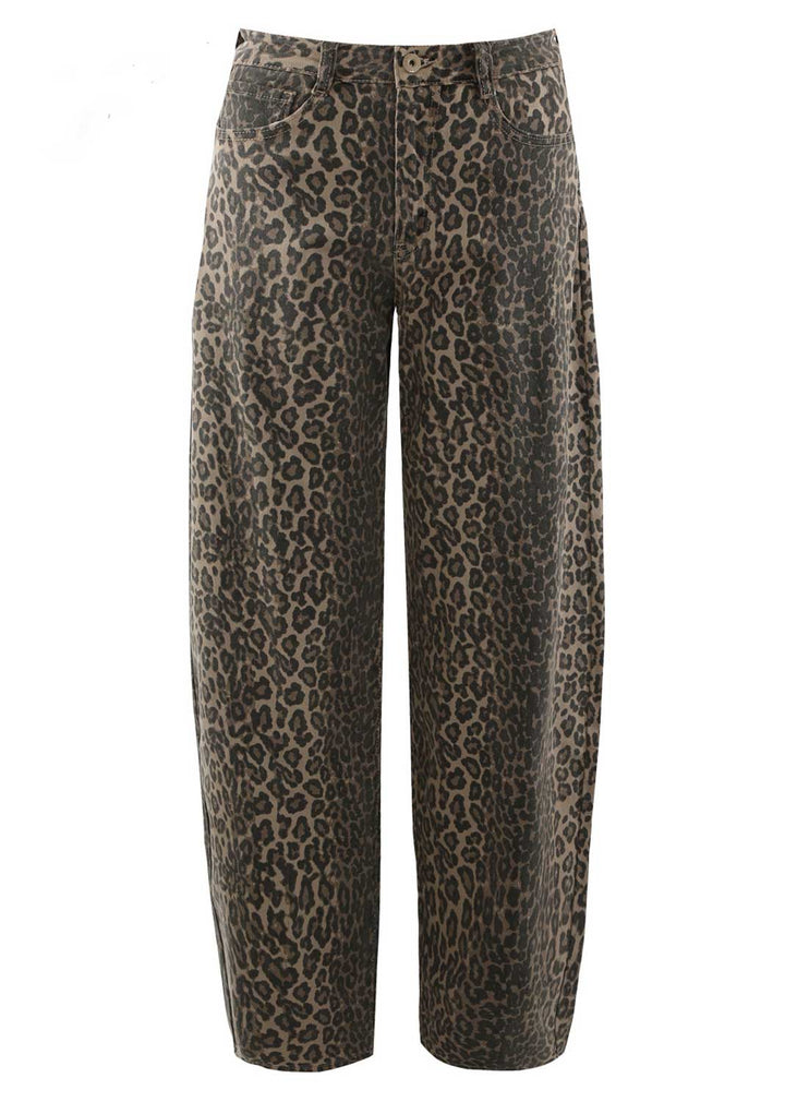 Whimsy Barrel Leg Leopard Jeans