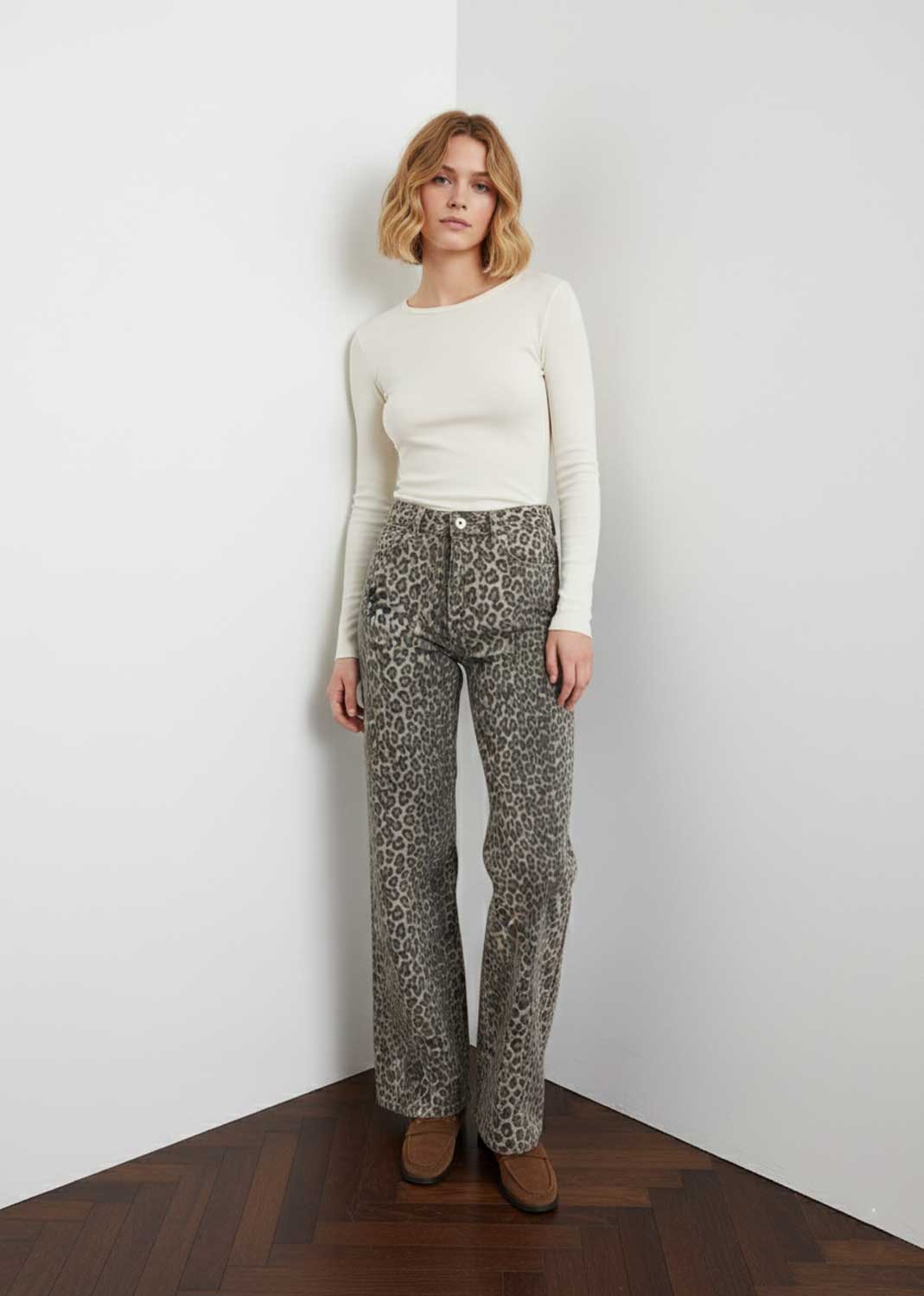 leopard dad jeans