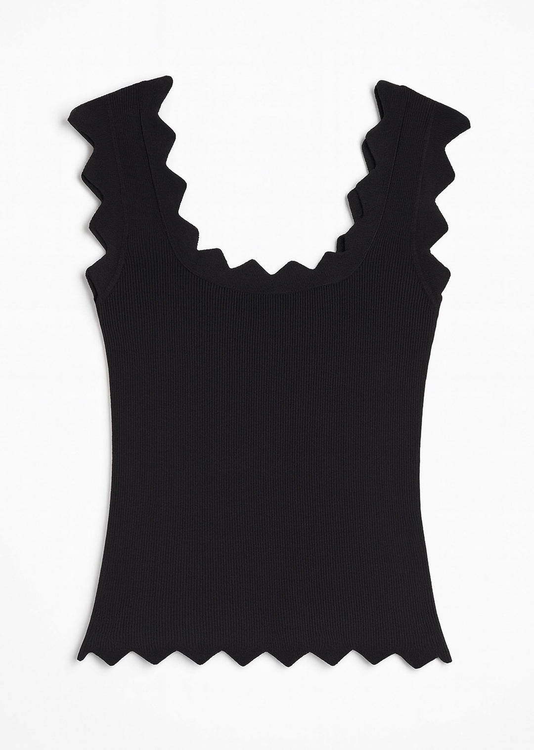 Zig Zag Trim Vest Black