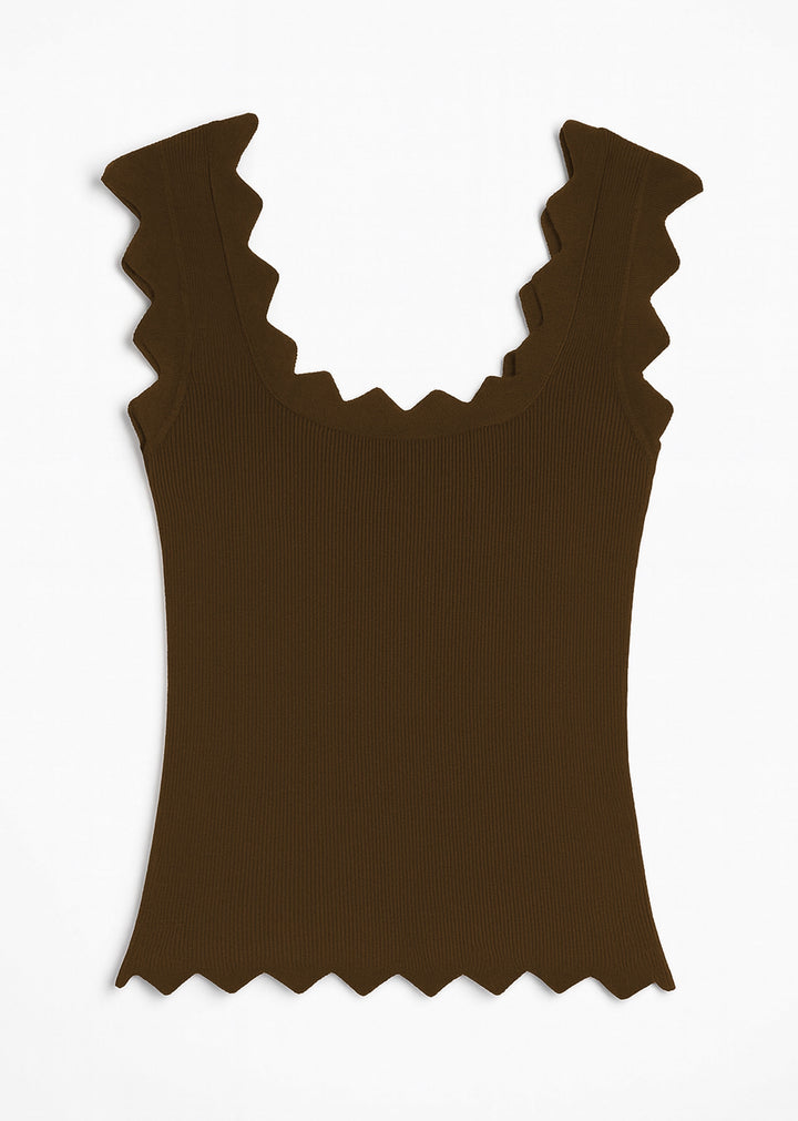  Zig Zag Trim Vest Brown