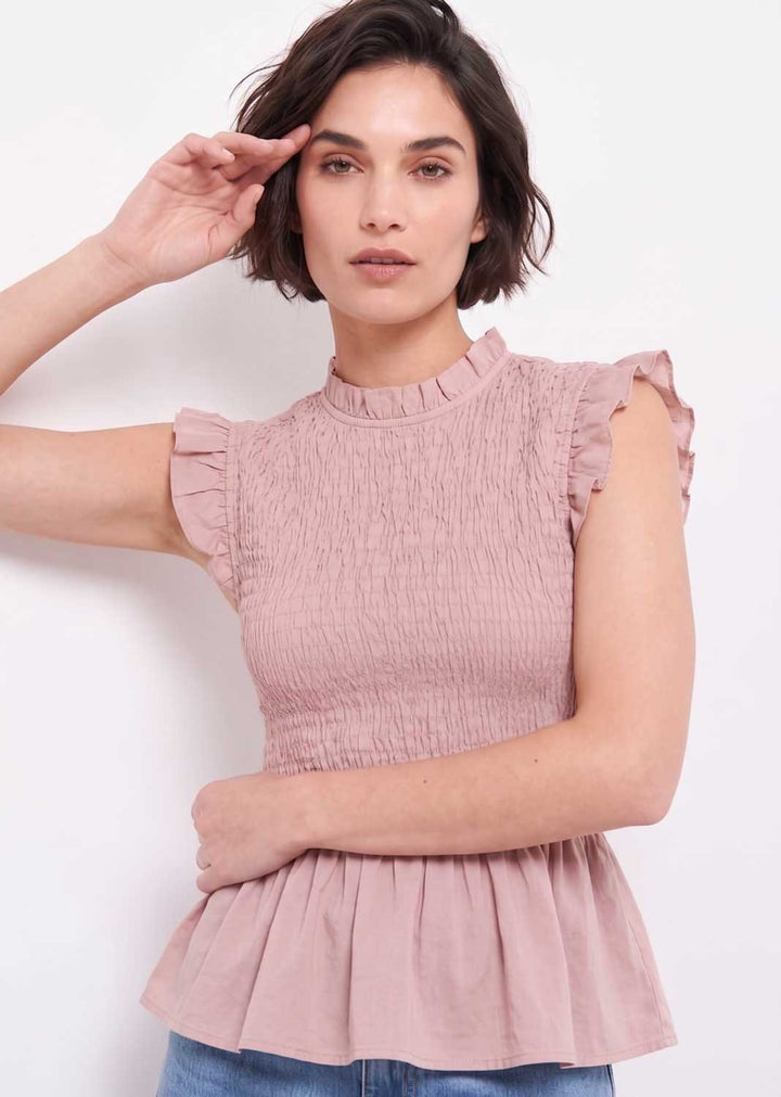 Alana Pink Shirred Top