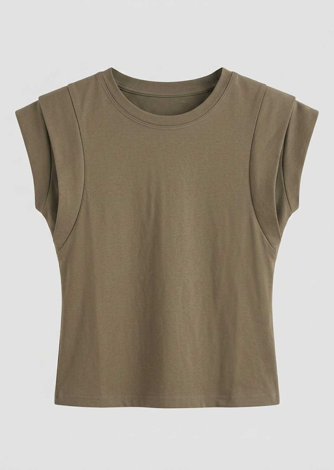 khaki extended shoulder tshirt 
