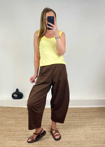 Aspen Jersey Barrel Pants Brown