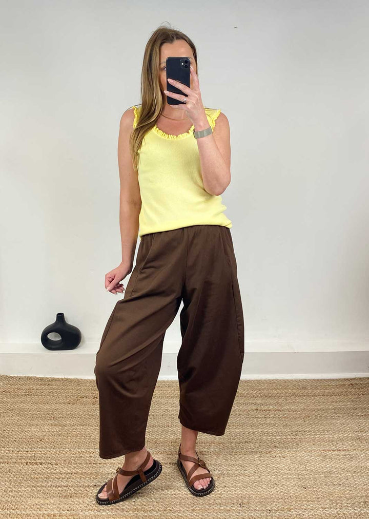 Aspen Jersey Barrel Pants Brown